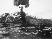 Japanese raid on Dutch Harbor, fuel tanks ablaze (Alaska State Digital Archives)