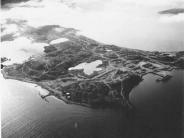 View of naval base and harbor, Dutch Harbor, 1942-1945
