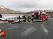 Fire and EMS volunteers extricate "victims" from a downed plane