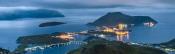 Beautiful evening photograph of Amaknak and Hog Islands, taken from Pyramid on Unalaska