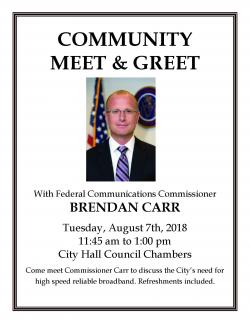 FCC Commissioner Brendan Carr Meet & Greet flyer