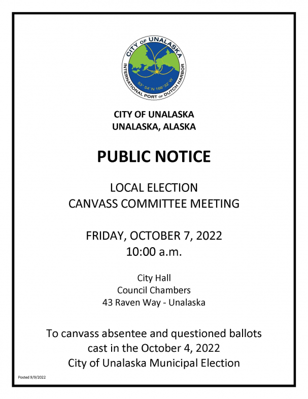 Canvass Committee Public Notice