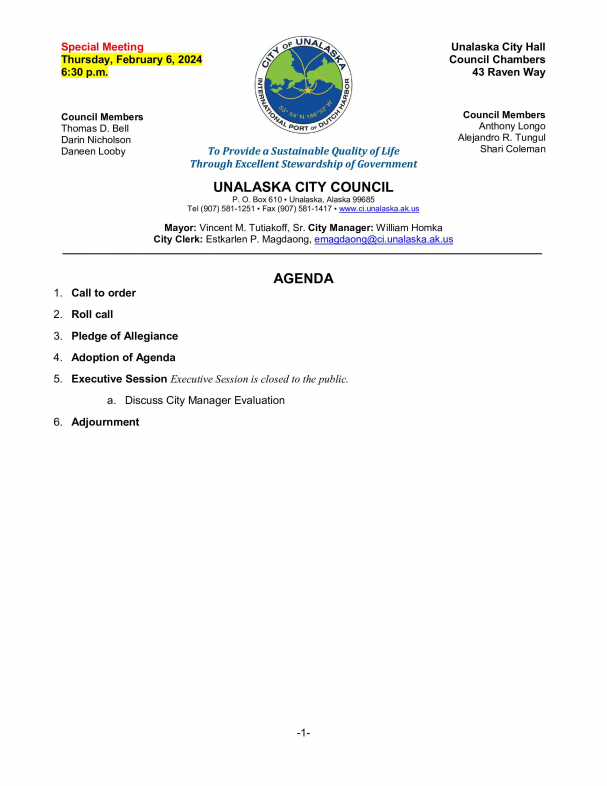 Special Meeting - February 6, 2025