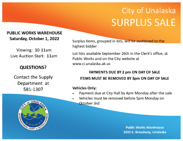 Surplus Sale October 1st 2022