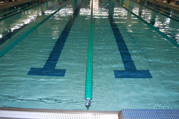 The Aquatics Center swimming pool.